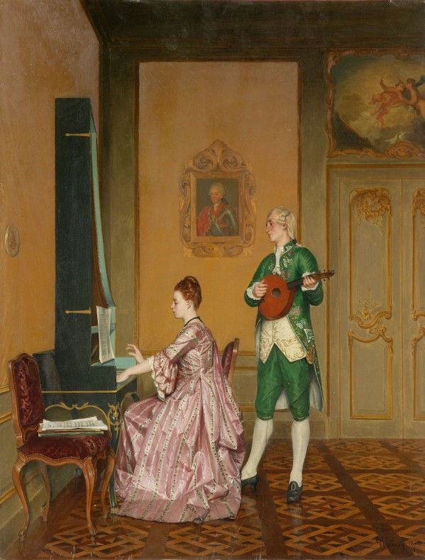 Interior With Music Making Couple by Albert Glibert